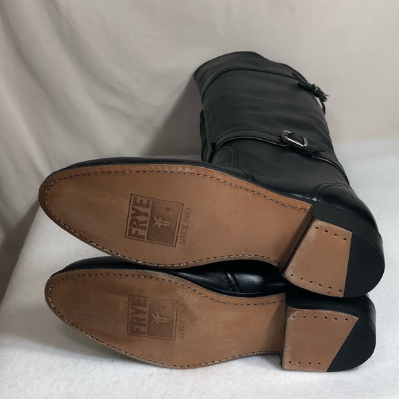 FRYE Dorado Black Leather Riding Winter Boot 6 - Picture 8 of 8